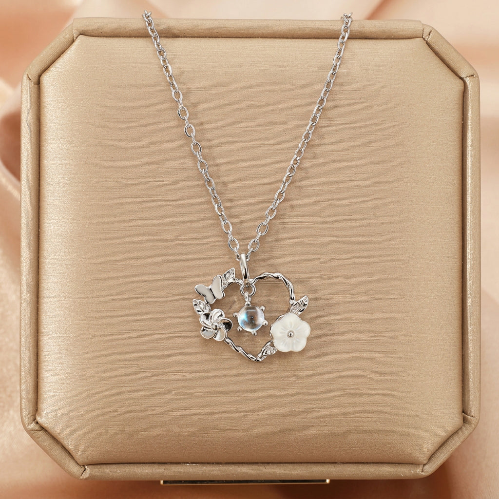 Collier Cœur Pierre de Lune