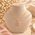 Collier Fleur rose doré en acier inoxydable